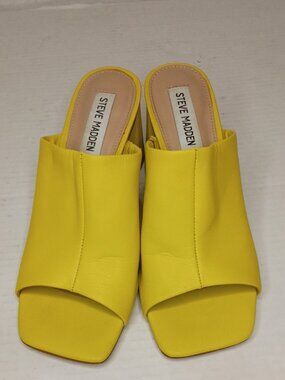 Steve Madden Geselle Neon Yellow Square Toe Mule Heels Women’s Size 5.5M